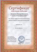 Сертификат участника вебинара  издательства "Творческий центр  Сфера" 14.02.2018